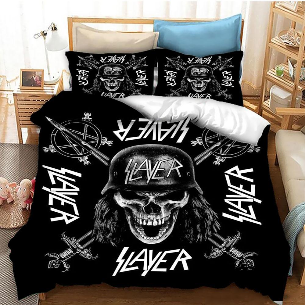 Fashion Slayer Rock Band Bedding Set Duvet Cover Bed Set Quilt Cover Pillowcase Comforter King Queen Size Boys Adult Bedding Set