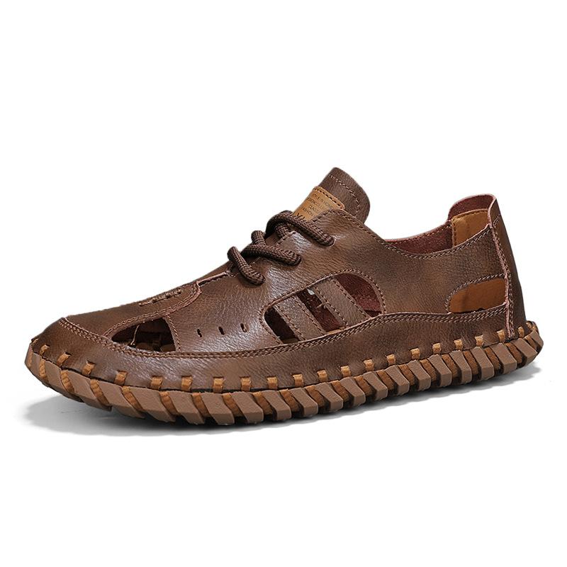 46 Large Size Men's Shoes for Summer Breathable Hollow Large Hole Casual Sports Soft Sole Driving Outdoor Handmade Sandals for Men