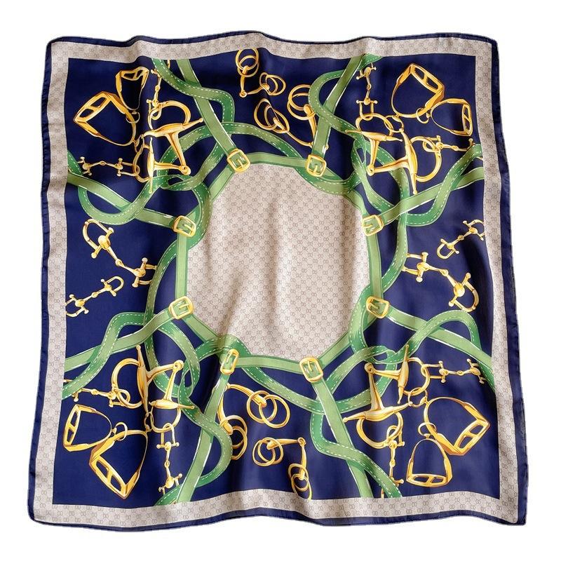 European, American Style and Foreign Style Silk Scarf Women's Small Square Scarf 71cm Decorative Scarf Simple Letter Color Matching Scarf Autumn and W
