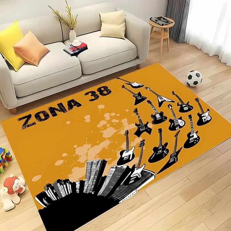 3D Printing Classic Rock Music Area Carpet for Living Room Cartoon Children's Bedroom Sofa Doormat Floor Rug Anti-slip Decor Mat