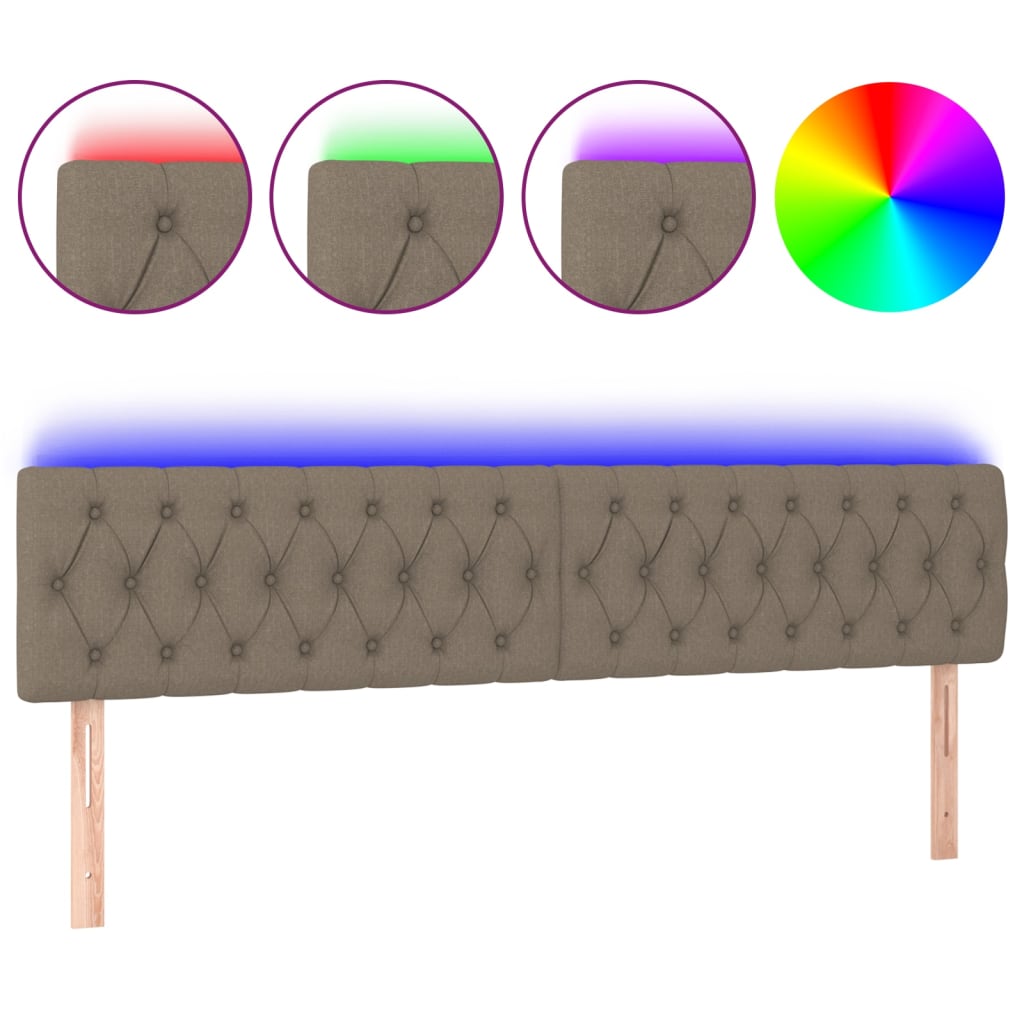 Vidaxl Zagłówek Do Łóżka Z Led, Taupe, 180X7X78/88 Cm, Tkanina