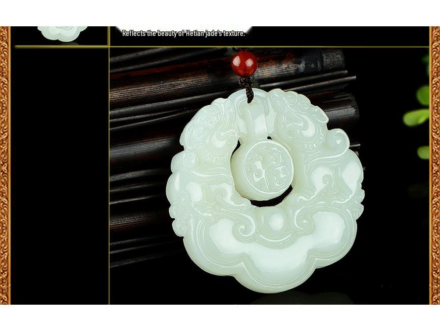 Hetian Jade Double Pixiu Pendant with Fu Character