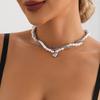 Jewelry Pearl Crystal Zircon Love Pendant Clavicle Chain Light Luxury Winding Multi-Layer Necklace Women