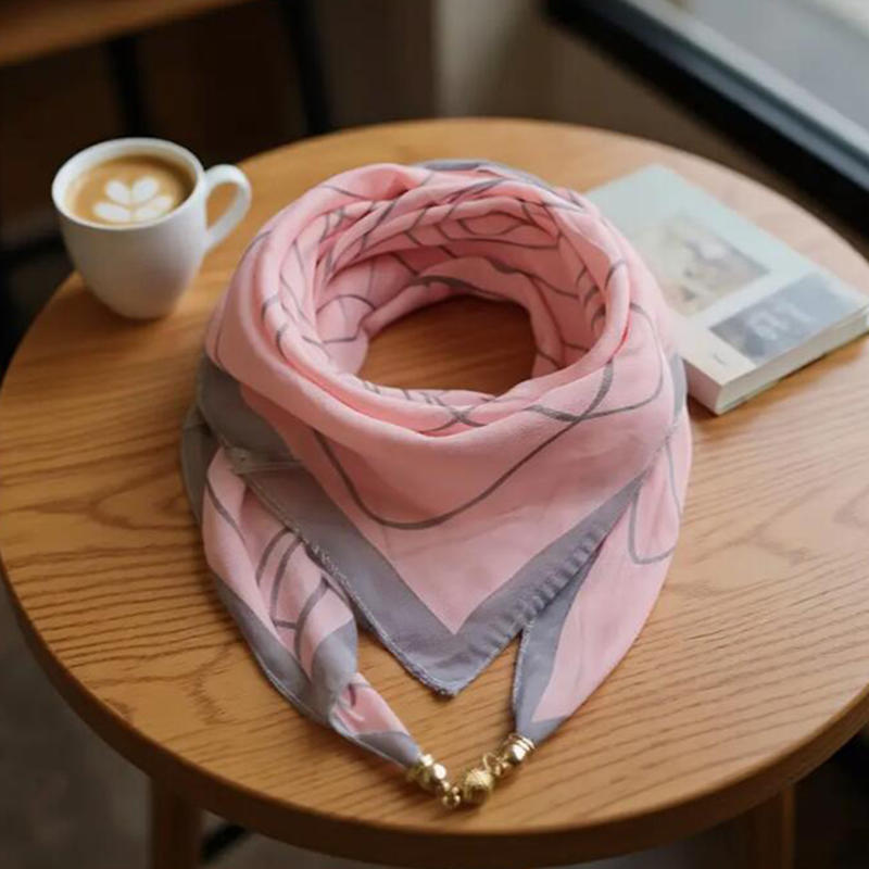 Warm Square Scarf Magnetic Buckle Triangular Silk Scarf Cotton Scarf Women's Spring Autumn and Winter Fashion Scarf