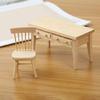 Miniature Reading Room Furniture Set with Table and Chair Unpainted Design for 1/12 Scale Dollhouses Display Decoration