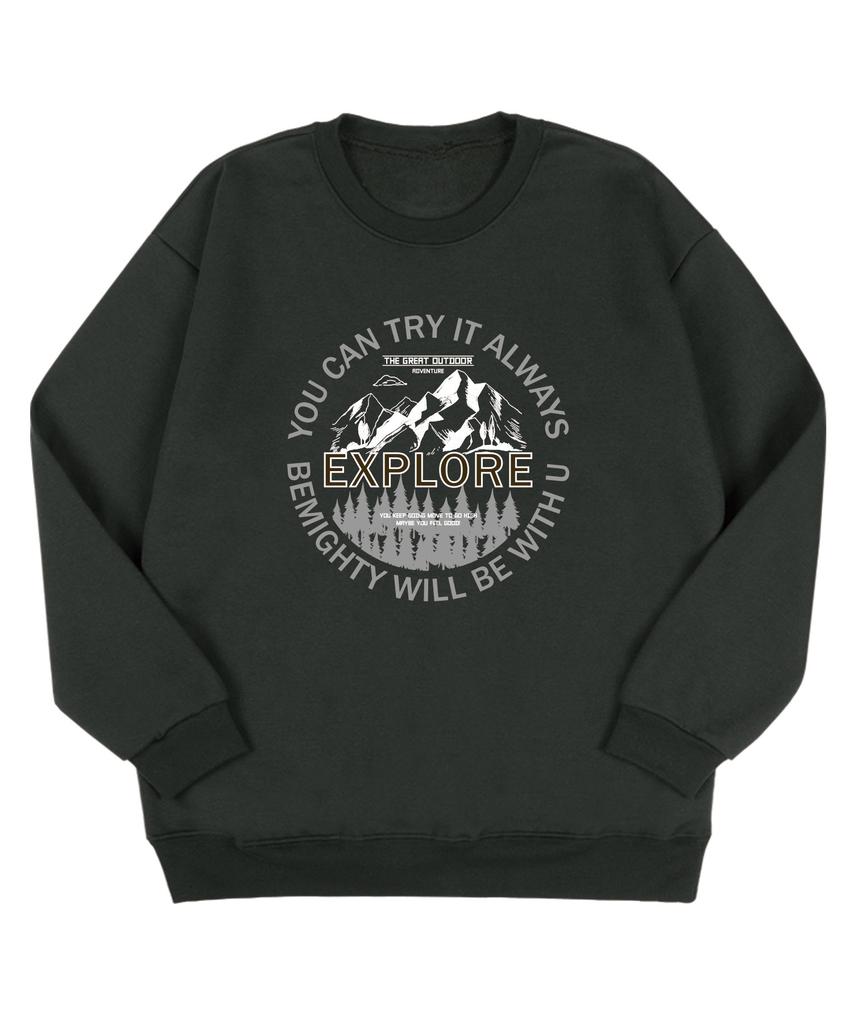 BEMIGHTY Circle Mountain Oversized Brushed Sweatshirt [Black]