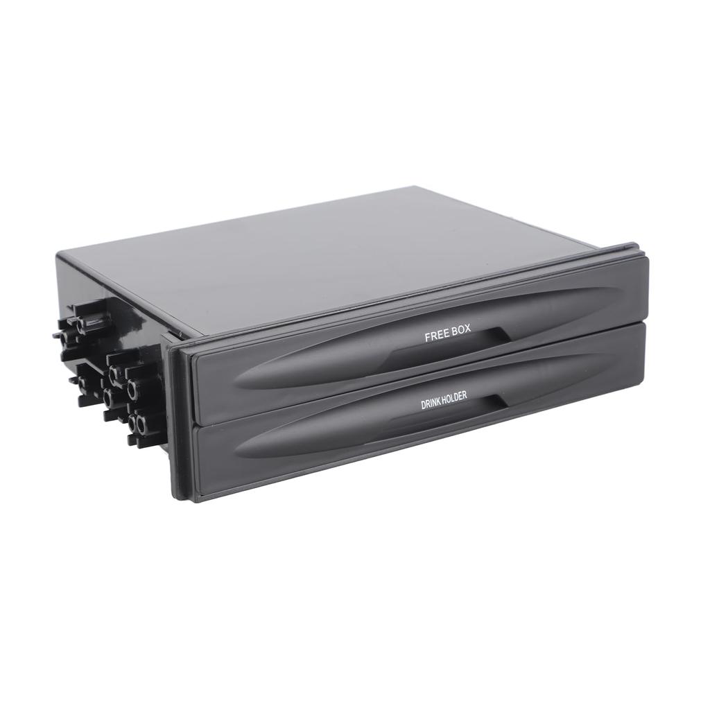 Car Auto Double Layer Radio Pocket Drink Cup Holder Storage Box Black 1 Din