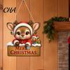 Decorative Hanging Plaque for Porch Christmas Wooden Pendant, Reindeer/Santa Claus/Gnome Pattern Sign, Welcome Sign with Natural Pine Door Hanger Hemp