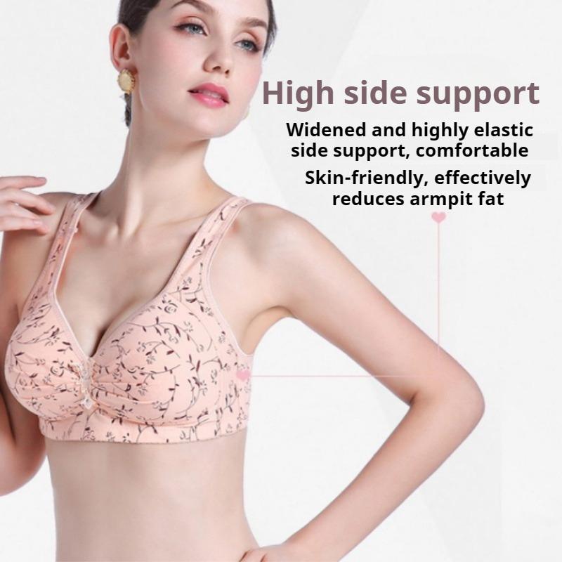 Fixed Cup Front Buckle Middle-aged and Elderly Women's Underwear Large Size Thin No-rim Vest Bra