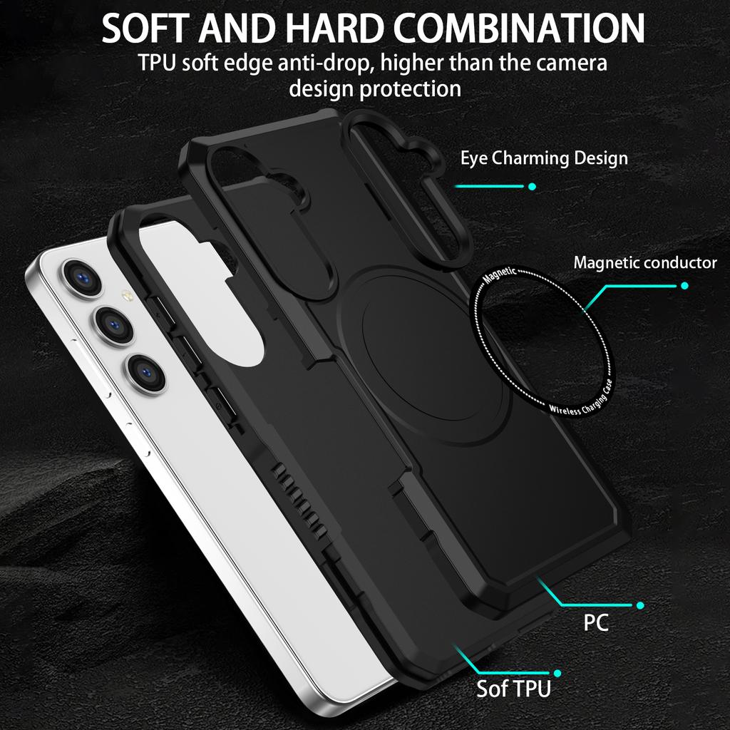 Για Samsung Galaxy S24+ Μαγνητική Θήκη PC+TPU Αντιχαρακτική Πίσω Κάλυψη