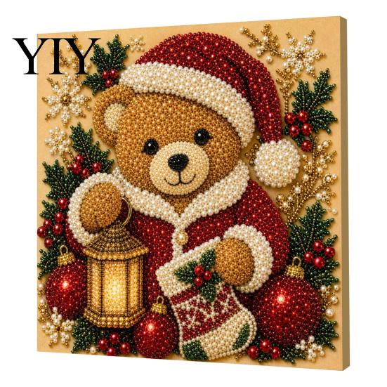 Detailed Resin Faux Diamond Kit Christmas Pearl Art Kit, 20x20cm Xmas Painting DIY Sparkling 3D Craft for Adults, Festive Wall Decor Unique