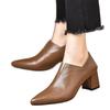Comfortable Black Soft Leather 5.5cm High Heels Pointed Toe Chunky Heel Women's Shoes Versatile Deep Mouth Single Shoes