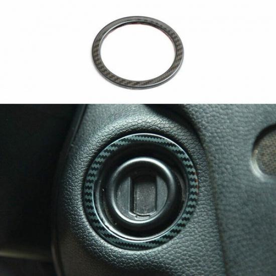 Carbon Fiber Steel Engine Start Stop Button Cover Ring For Benz C-Class 2007-14