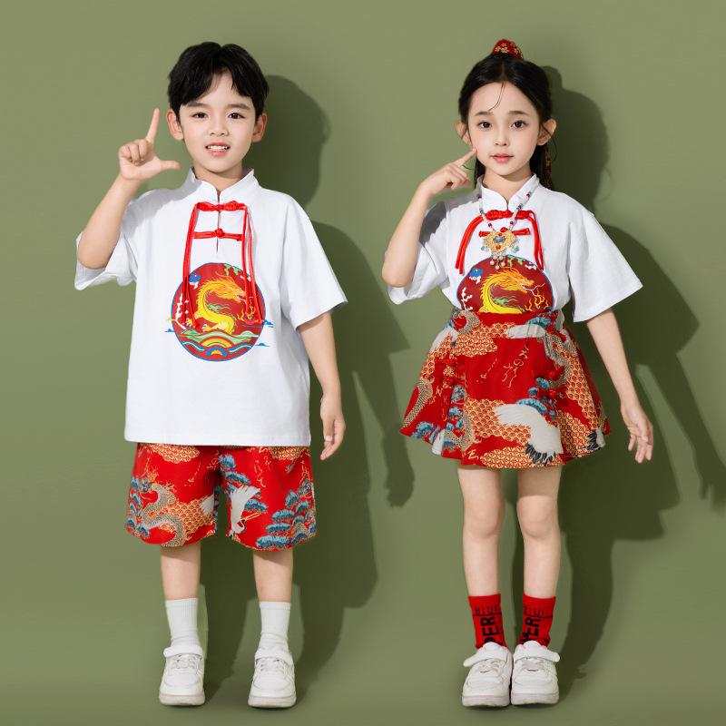 June 1 Children's Cheerleading Team Performance Chinese Style Hanfu Boys and Girls Horse Skirt Poetry Recitation Group Performance