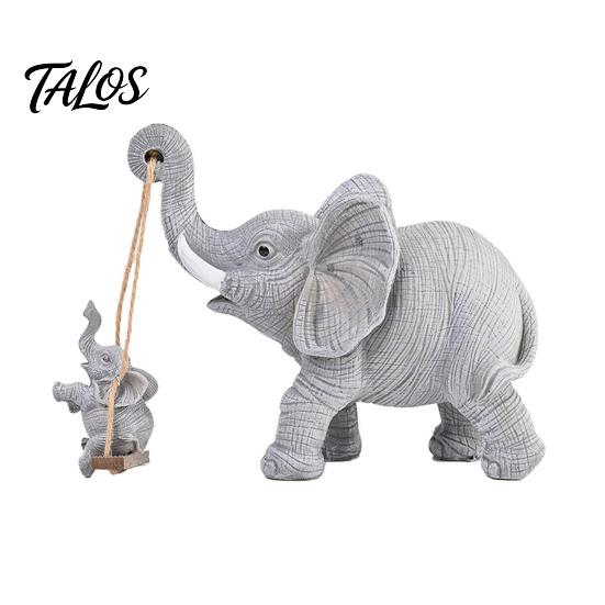Elephant Ornament for Living Room Statue Resin Mother And Child Figurine Swing Art Piece Baby Sculpture Home Office Desktop Decor Lifelike
