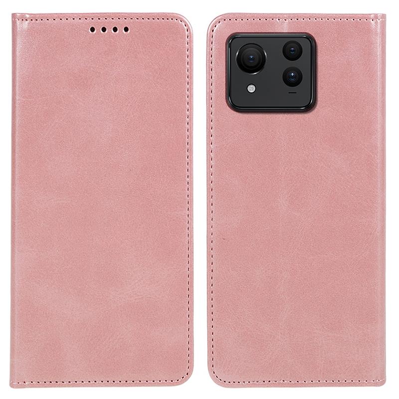 

For Asus Zenfone 11 Ultra 5G Case Calf Texture Leather Phone Cover Magnetic Closure Full Protection Rose Gold