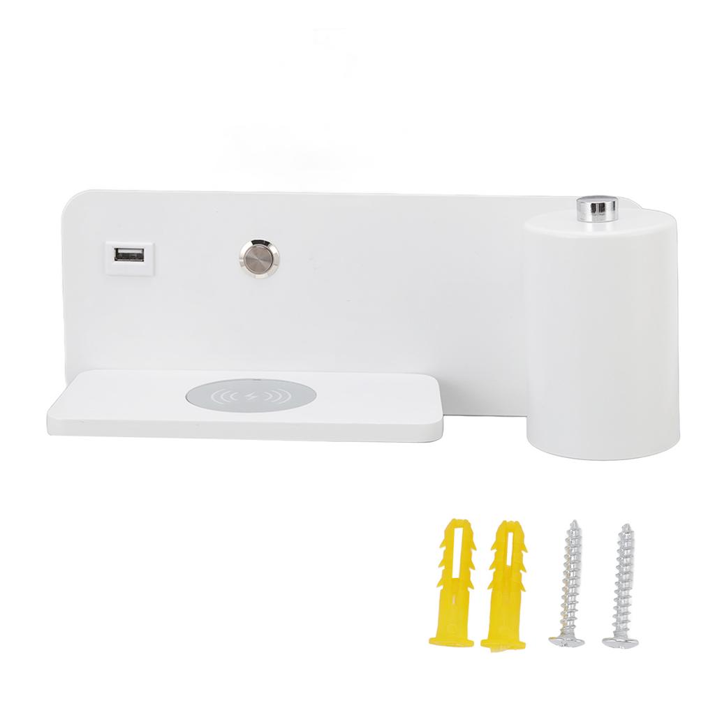 LED Wall Light USB Interface Wireless Charging LED Wall Lamp for Living Room Bedroom 85?265V Black