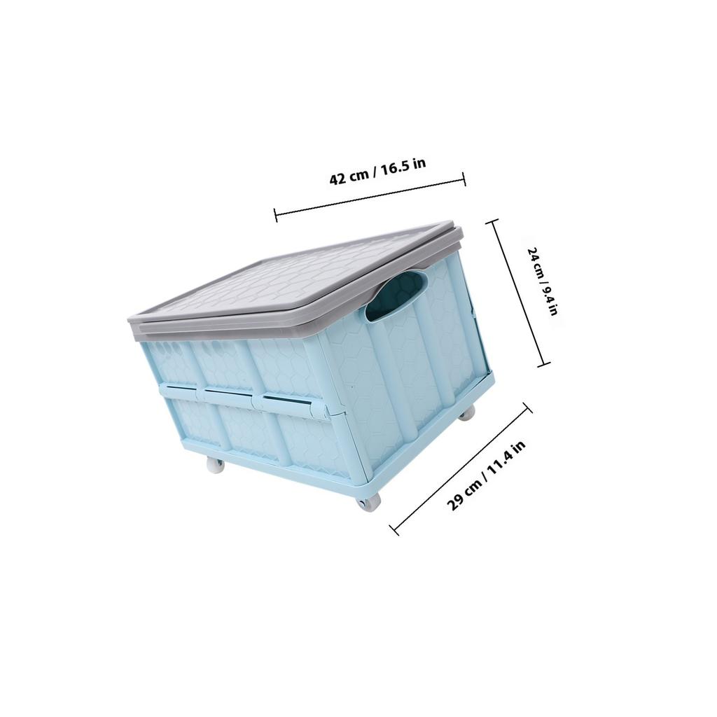 Large Capacity Foldable Plastic Storage Box Stackable Clothes Storage Bin with Wheels Collapsible Organizer for Closet