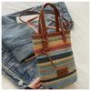 Fashion Contrasting Color Straw Messenger Bag All-match Light Weight Straw Crossbody Bag High Capacity Weave Beach Bag Daily Use