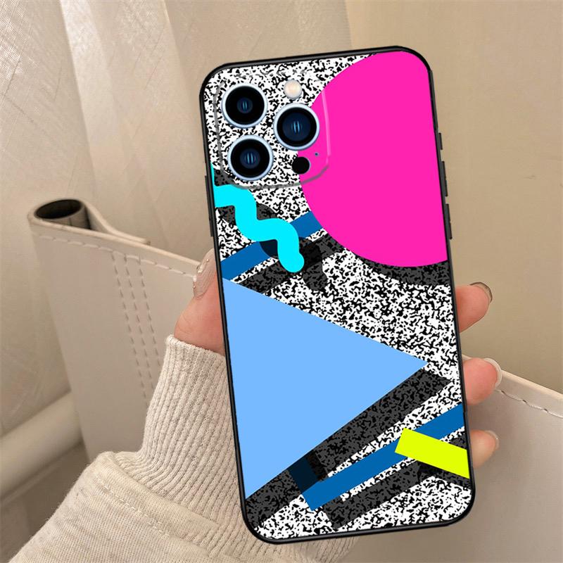 Abstract 80s pop art style graphics Phone Case For iPhone 16 15 14 11 12 13 17 Pro Max mini 15 16 Plus 16e 17 Air Cover Coque
