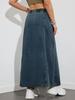 Women's Casual Elastic High Waist Loose A-Line Long Flared Denim Skirt