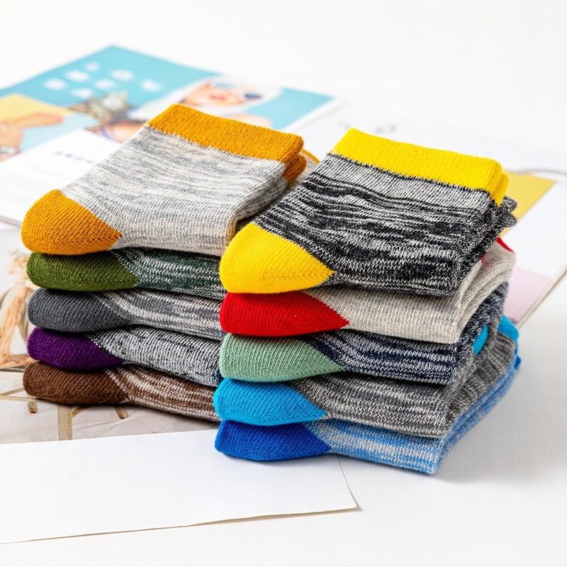 Kids Cotton Mid-Calf Socks Breathable Absorbent Anti-Odor School Home Indoor Use In 10 Colors