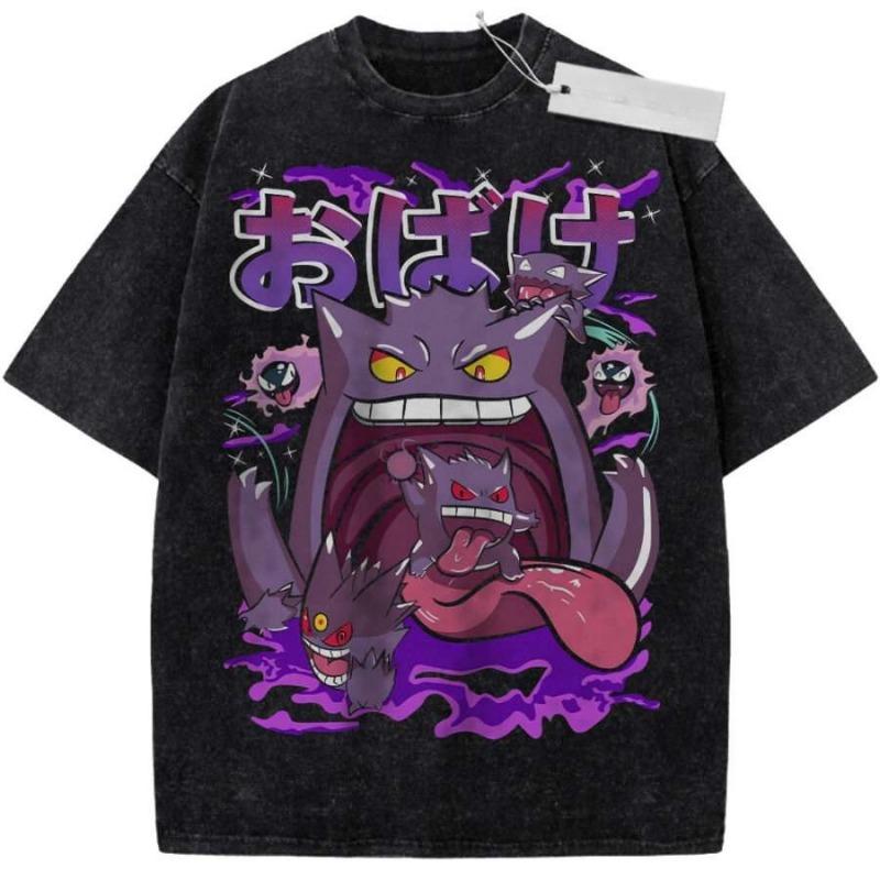 Camiseta de Manga Corta Oversize para Hombre con Estampado de Luna y Sol Camisa Lavada Retro Top de Verano