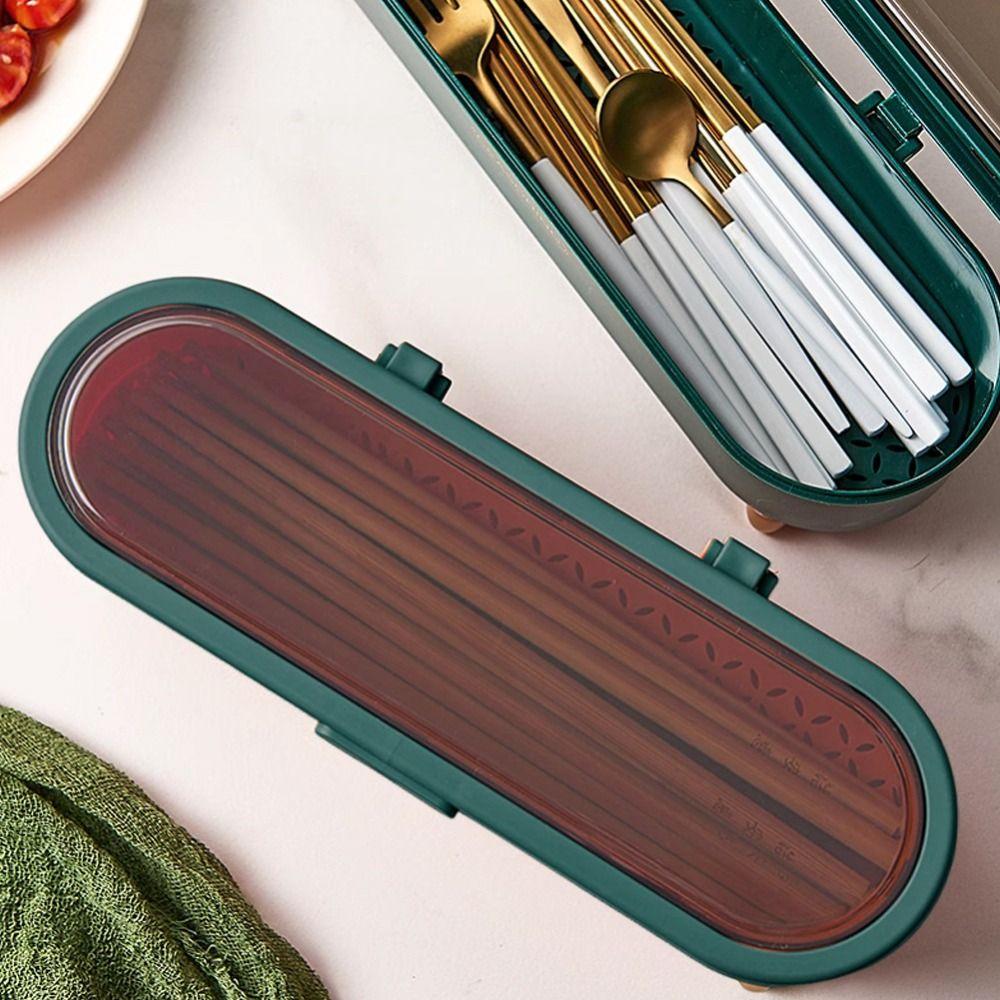 With Lid Cover Chopstick Storage Box Quick Drain Drainer Holder Dining Accessories