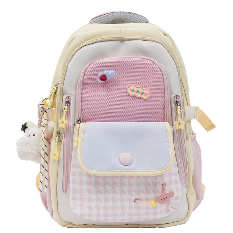 Schoolbagins College Style Cute Versatile Backpack Middle School Student School Bag Female Large Capacity Elementary School Student Burden Reduction