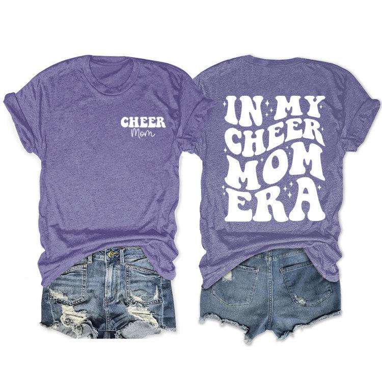In my cheer mom era cheer mom crew neck casual T-shirt double-sided printing loose short sleeves