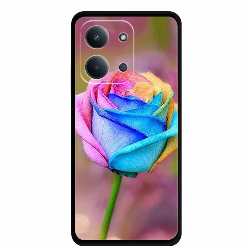 Case For Xiaomi Redmi 15C 5G European Colorful Flower Black Soft Silicone TPU Phone Case For Redmi 15C 4G Shell ProtectionBumper