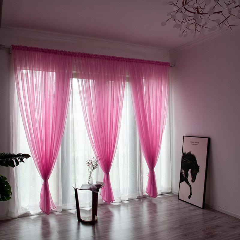 2026 NEW European American Style Multicolor Sheer Curtain Bay Window Screening Solid Door Curtains Drape Panel Tulle for Living Room