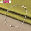 925 Sterling Silver 4mm Three Square Chain Bracelet Jewelry