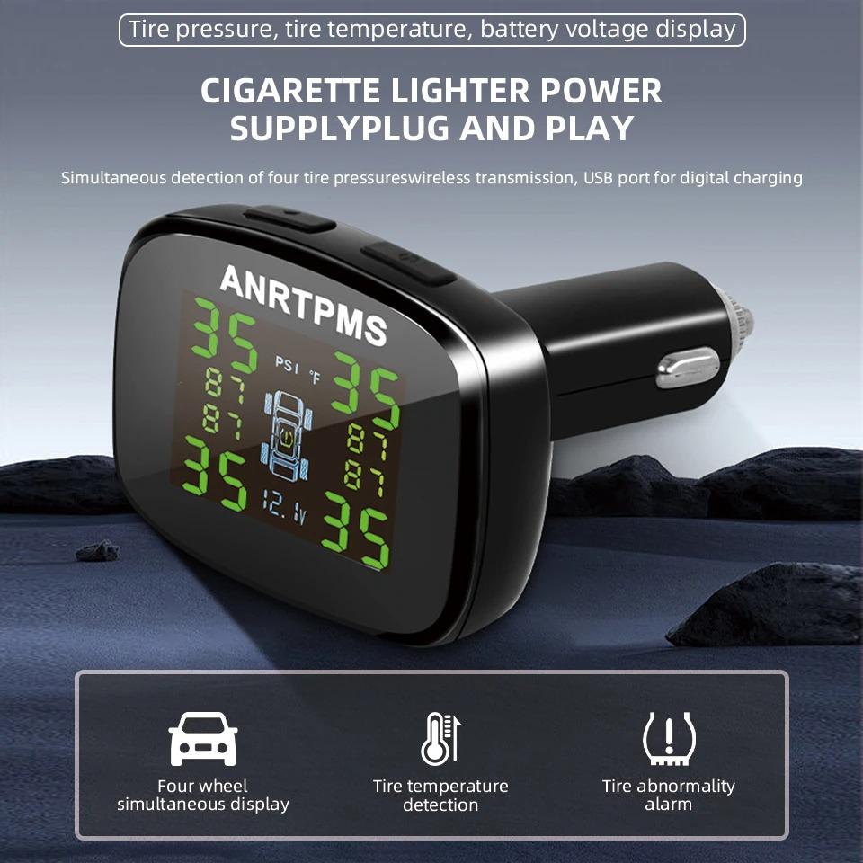 Wireless Car TPMS Tire Pressure Monitoring System with 4 External Sensors Colorful Display USB Output for RV SUV MPV Truck Sedan