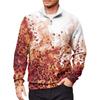 Men's Loose Casual 1/4 Zip Sweatshirt Fashion Printed Long Sleeve Top With Pockets