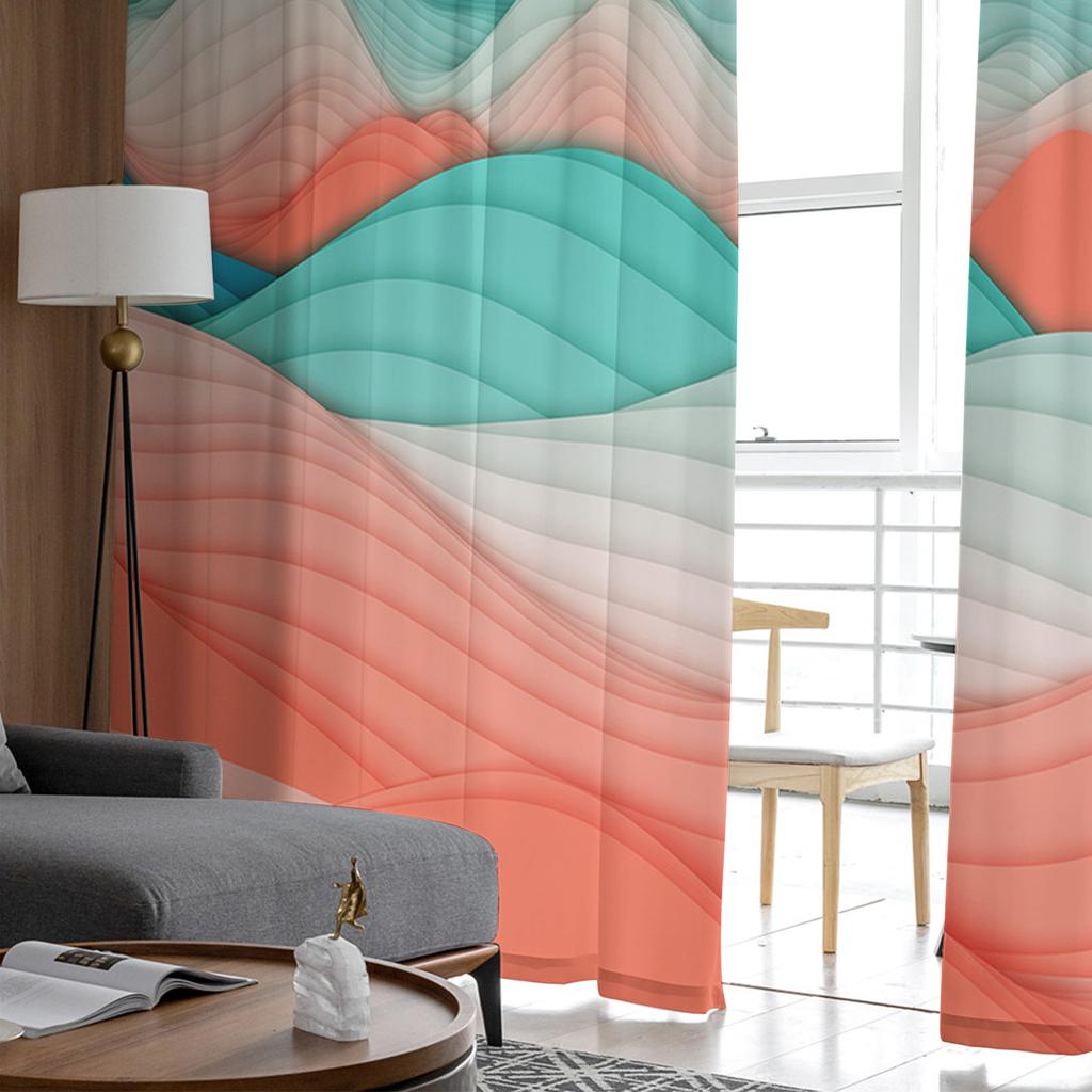 Gradient Geometry Mountain Abstract Sheer Curtains Modern Gauze Curtain for Living Room Bedroom Voile Yarn Curtains