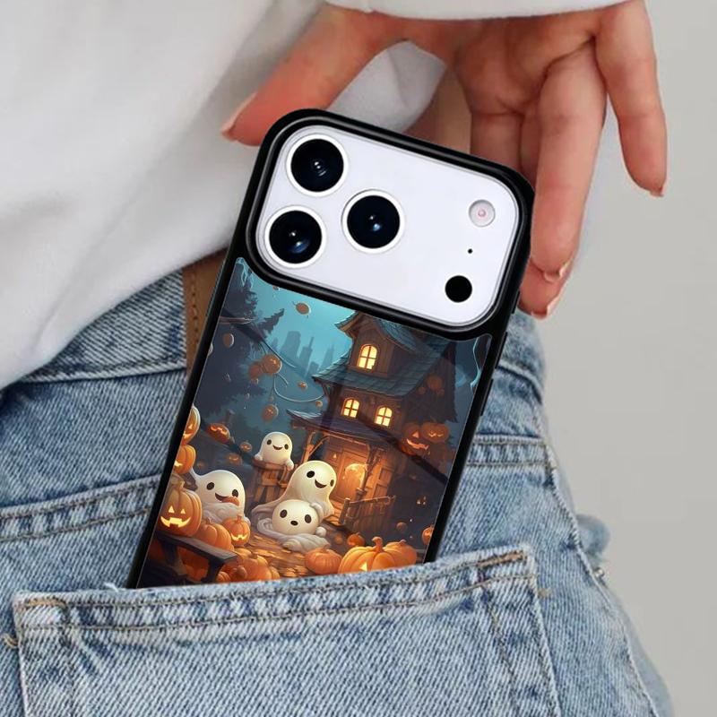 October Halloween Spooky Ghost Phone Case for iPhone 17ProMax 12 13 14 15 16e 17 Pro Max Plus Air Cover
