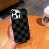 Simple Classic Plaid Black and Gray Checkerboard Mobile Phone Case iPhone16promax Anti-hand Sweat and Anti-drop Matte Protective Case
