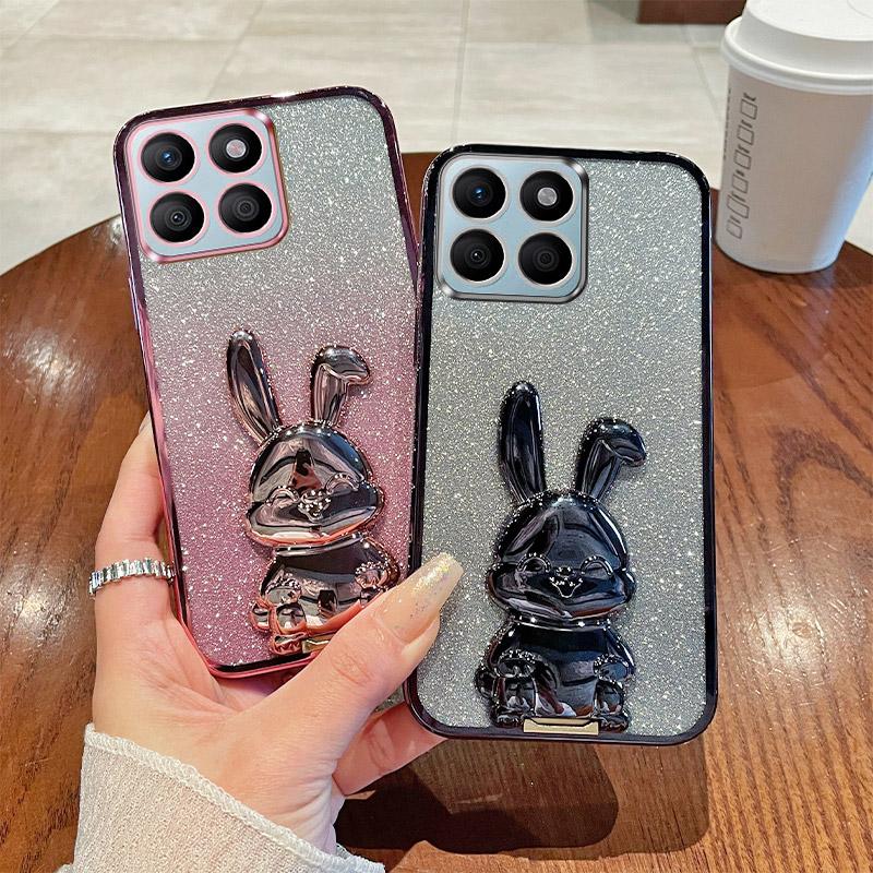 Pour Honor X8b 4G Étui avec Support Lapin Mignon Antichoc Mince Housse de Téléphone