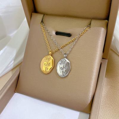 Special-Shaped Rose Female Niche Design Simple Pendant Short Collarbone Chain Korean Version Cold Wind Neck