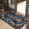 Welcome Stone Carving Design Doormat- Non-slip Rug Suitable for Living Room Bedroom Kitchen Office and Vacation Home Decoration