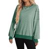 Women's Long Sleeve Striped Neck Sweatshirt, Casual Loose Fit Pullover