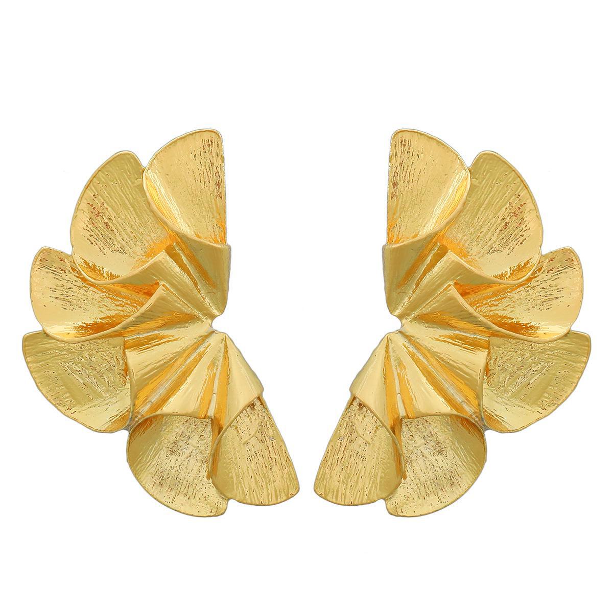 

Трендові металеві сережки з квітковим візерунком зі сплаву: Європейський та американський стиль золотий