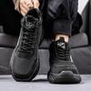 Men's Solid Color Flat Heel Anti Slip Protection Thick Sole Height Increasing Stable Grip Hiking Boots Retro High Top Sports