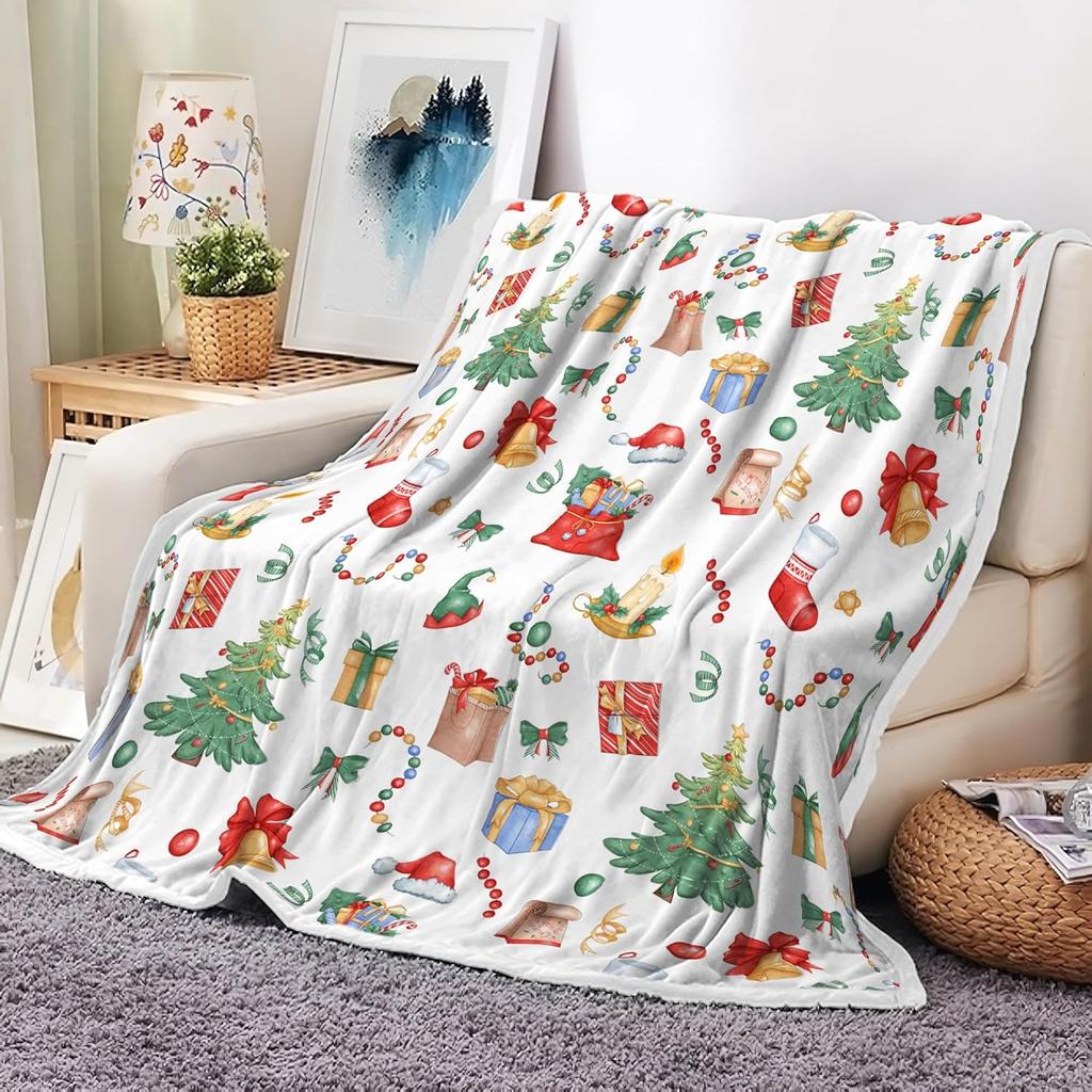 Christmas Blanket, Winter Snowflake Holiday Xmas Throw Blanket, Christmas Santa Claus Blankets Snowflake Xmas Throw Blankets