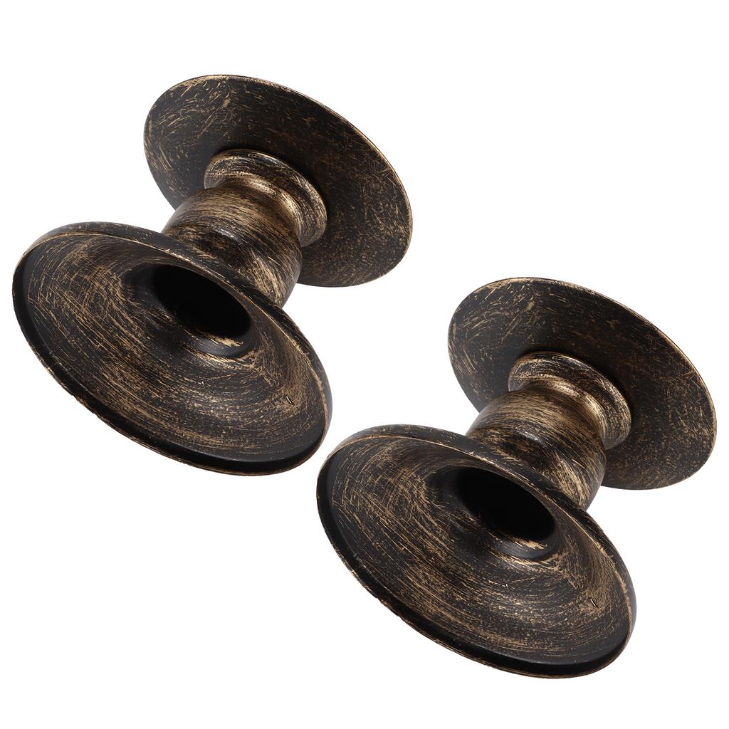 2Pcs Candle Holders Iron Pillar Retro Simplistic Sturdy Durable Candle Pedestal for Wedding Party