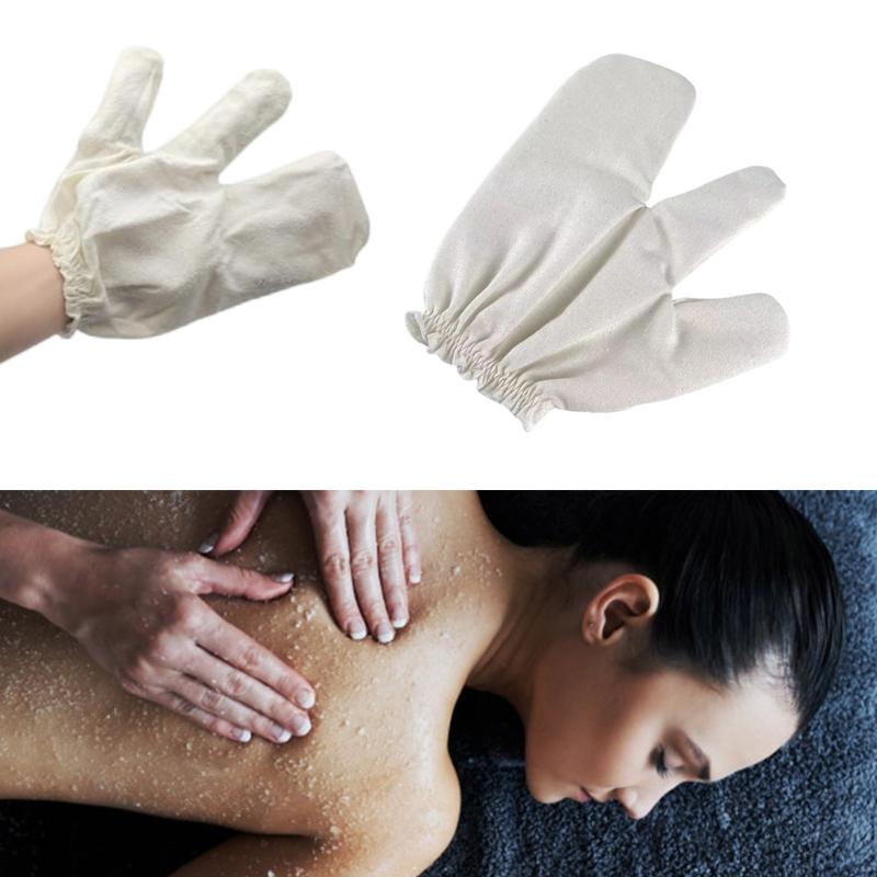 Natural Exfoliator Glove Two Finger Ergonomic Design Gentle On Skin For Body Scrub Fast Drying Bath Scrubbing
