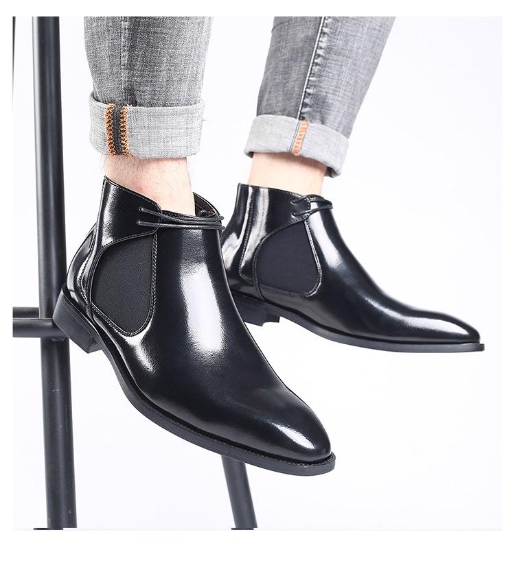 

Модные мужские короткие ботинки, винтажные классические ботинки челси, мужские ботильоны, мужская повседневная кожаная обувь на плоской подошве, большие размеры 6 чёрный