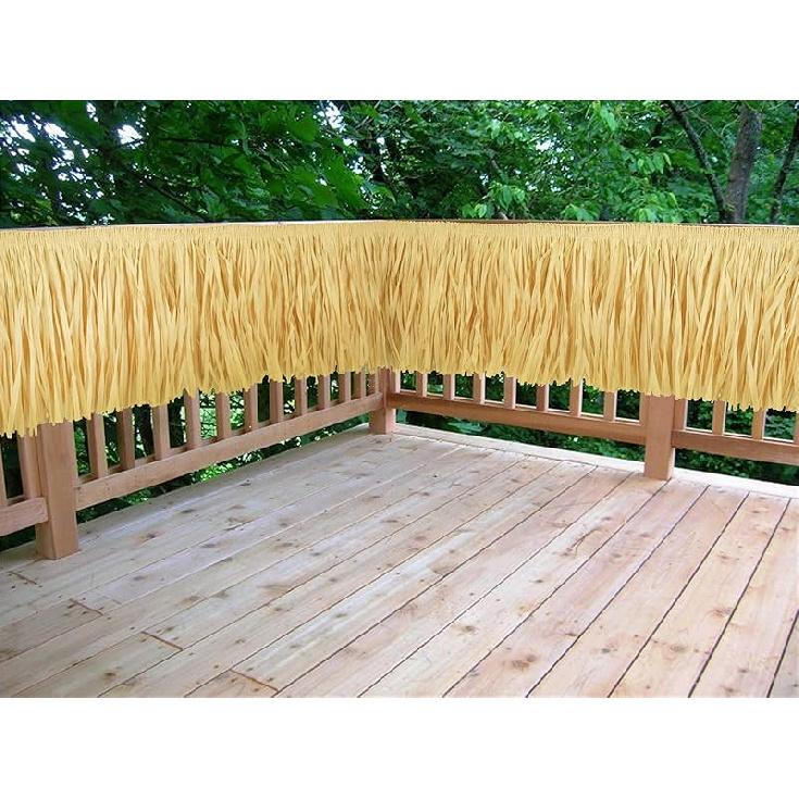 Hawaiian Luau Grass Raffia Fringe Banner Table Skirt for Tropical Birthday Party Tiki Bar, Tent,Chair Skirt,Deck Skirt,Garland Graduation Summer