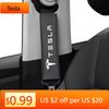 Car Sticker Tesla 2pcs Leather Car Seatbelt Cotton Safety Shoulder Protection Cover For Tesla Model 3 Model S X Y Roadster Space